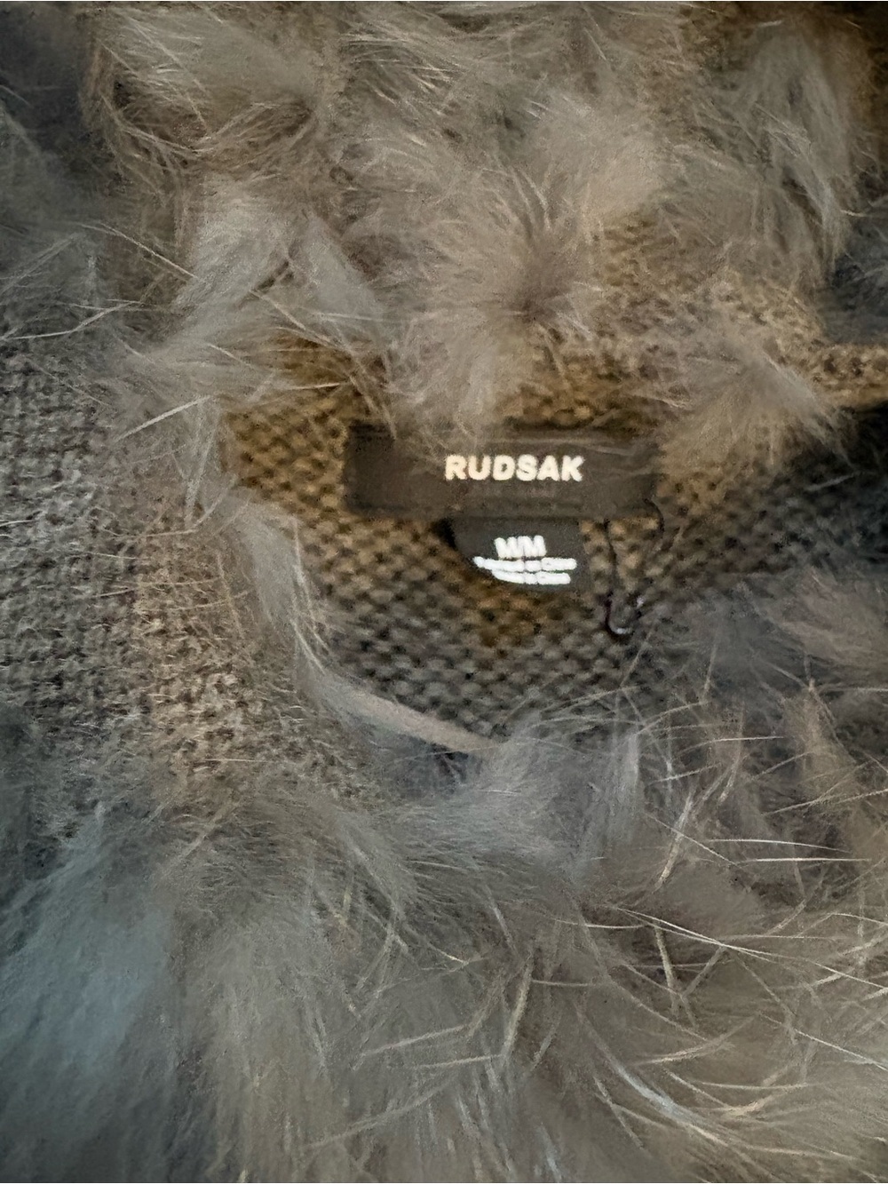 RUDSAK Olive Green Knit Longline Cardigan Real Fur Hood Duster Size Medium - Picture 6 of 16